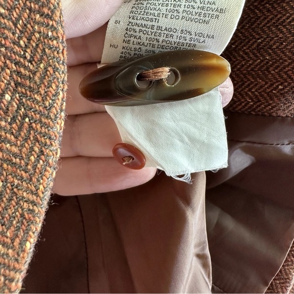 H&M Blazer Women's 4 Brown Orange Herringbone - Picture 4 of 7